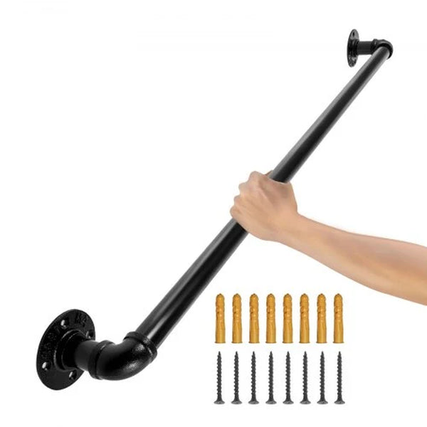 Pipe Stair Handrail 3 ft – Steel Wall-Mount Rail, 440 lb