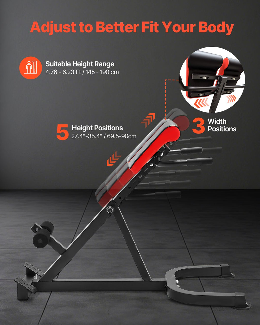 Adjustable Roman Chair Hyperextension Bench, 300 lb Capacity – image 4