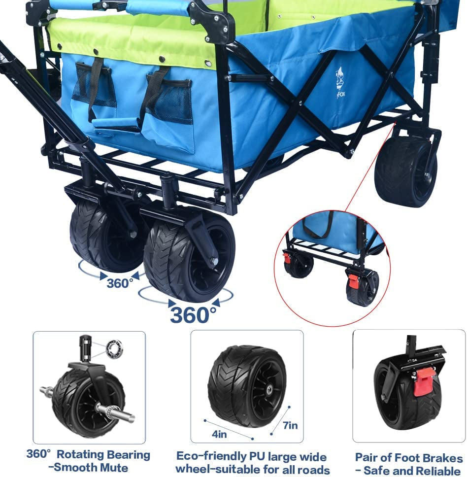 Collapsible 140L Utility Wagon with Removable Canopy and Brake – image 2