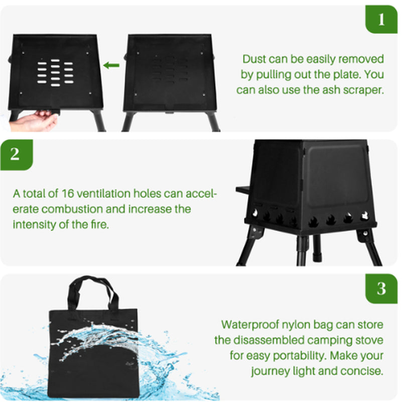 Camping Wood Stove Portable Detachable Iron Panel Fire Box – image 4