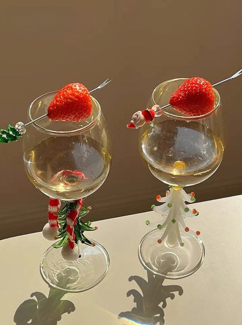 Handblown Christmas Tree Wine Glasses, Set of 2 – image 2