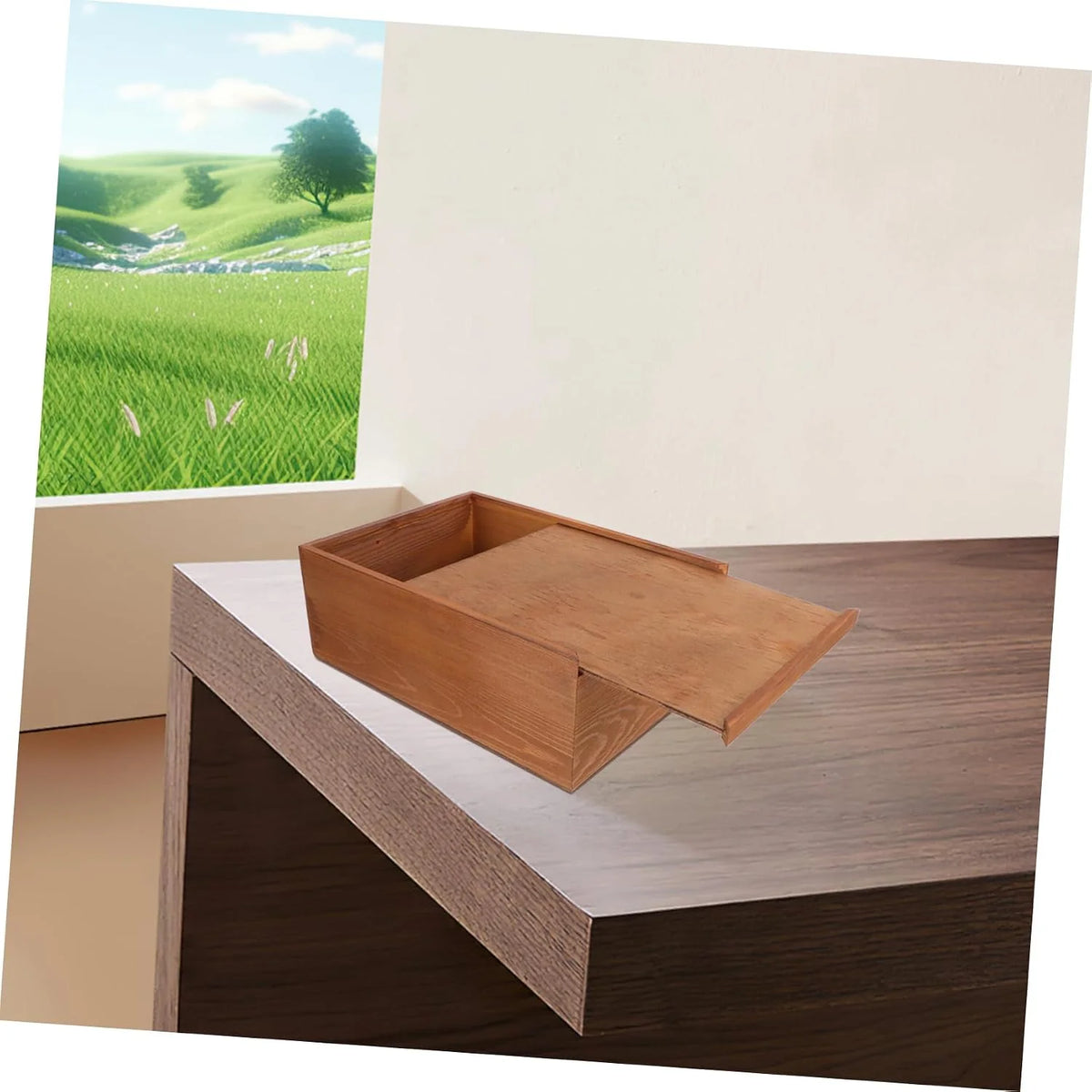 Wooden Jewelry Box with Drawer, Vintage Keepsake Box, 10.6 x 7.8 in – image 7
