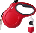 Retractable Dog Leash 16 ft with Bag Dispenser – Medium, Red