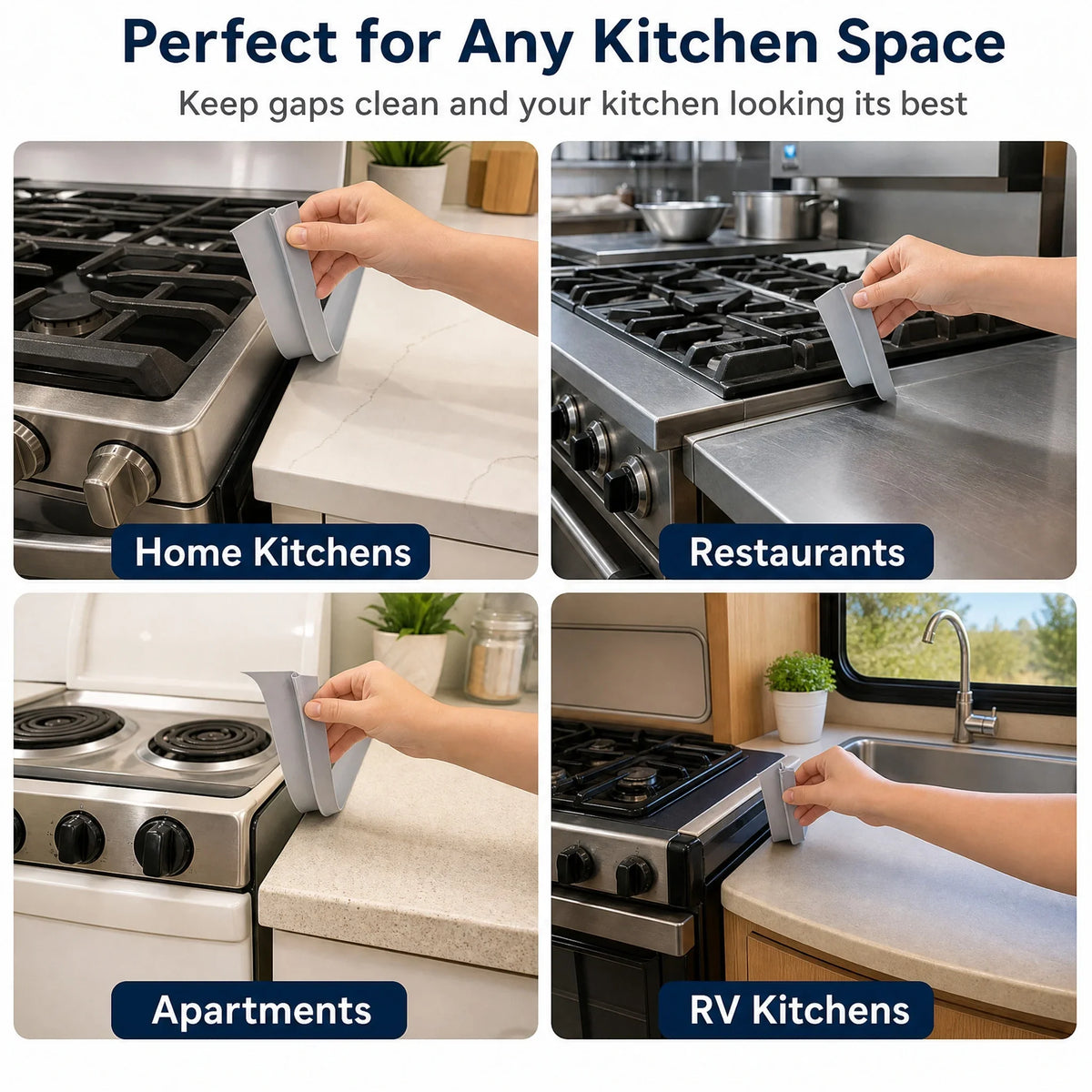 Stove Gap Cover Strip 2-Pack - Self-Adhesive T-Shaped Counter Seal – image 3