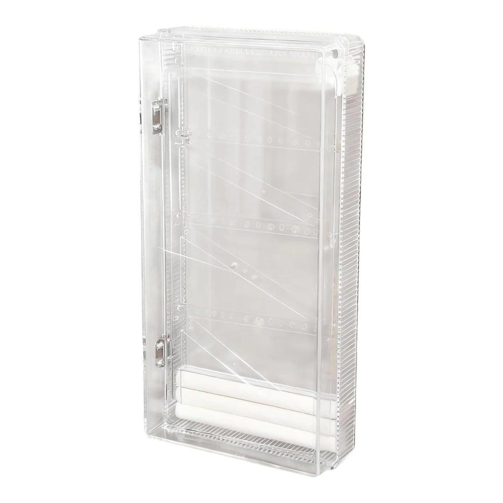 Wall Jewelry Organizer - Hanging Case with Hooks and Trays