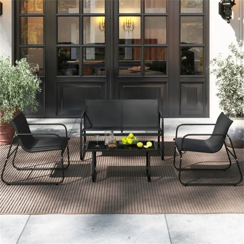 4-Piece Outdoor Conversation Set with Loveseat and Glass Table – image 10