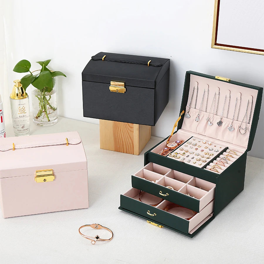 Three-Layer Lockable Jewelry Box with Arched Lid – image 2