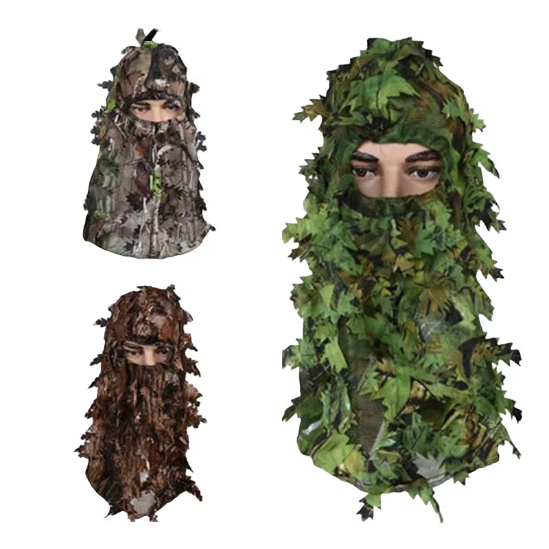 3D Leafy Camo Hunting Face Mask, Breathable Full Face Cover