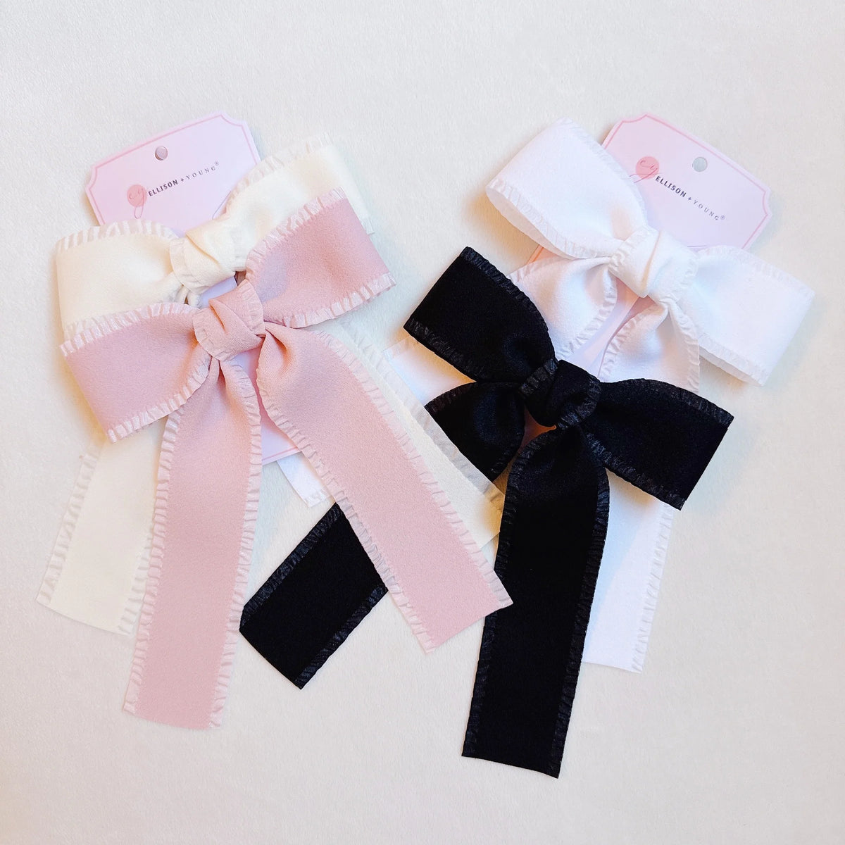 Bow Hair Clip Set – 2 Pack, Black & White – image 2