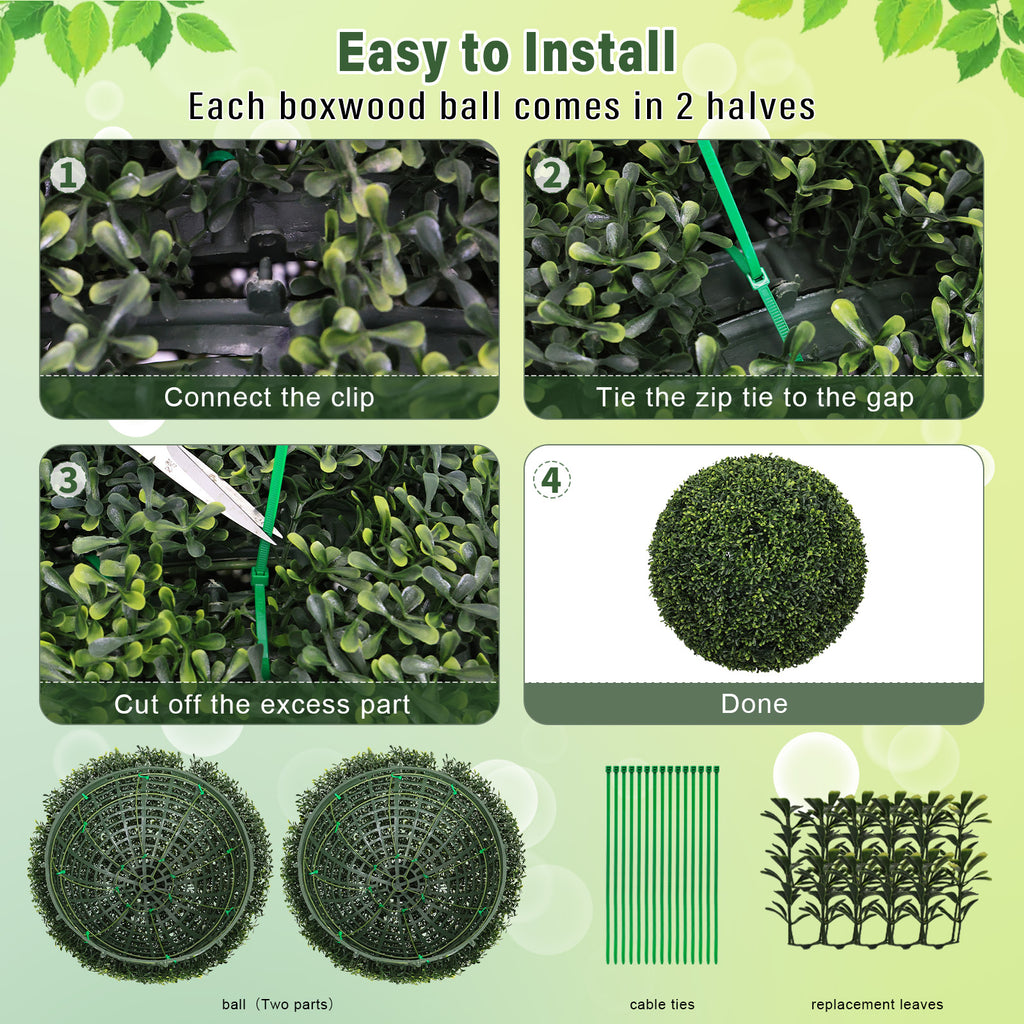 Artificial Boxwood Topiary Balls 2 Pack, 18.5 in Outdoor Decor – image 6