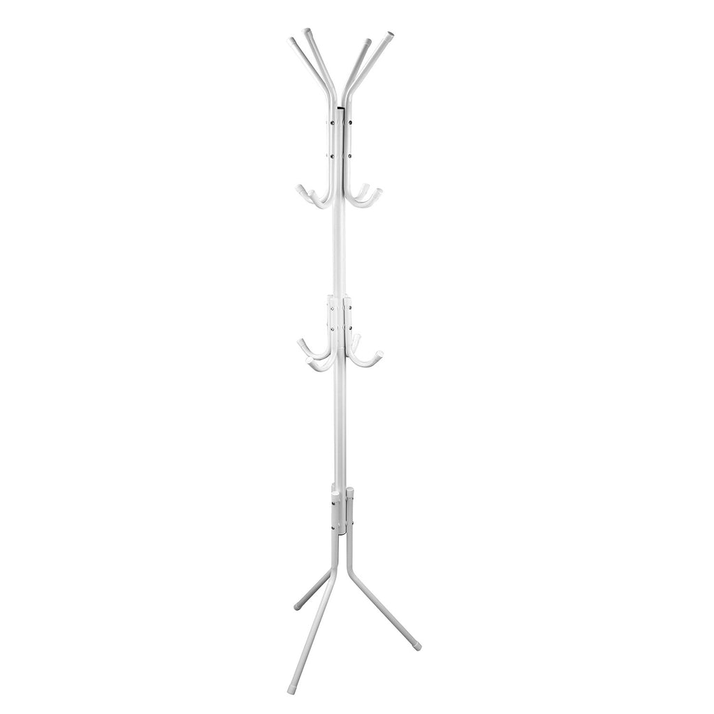 Standing Coat Rack, 8-Hook Metal Hat and Bag Tree, 3 Tiers