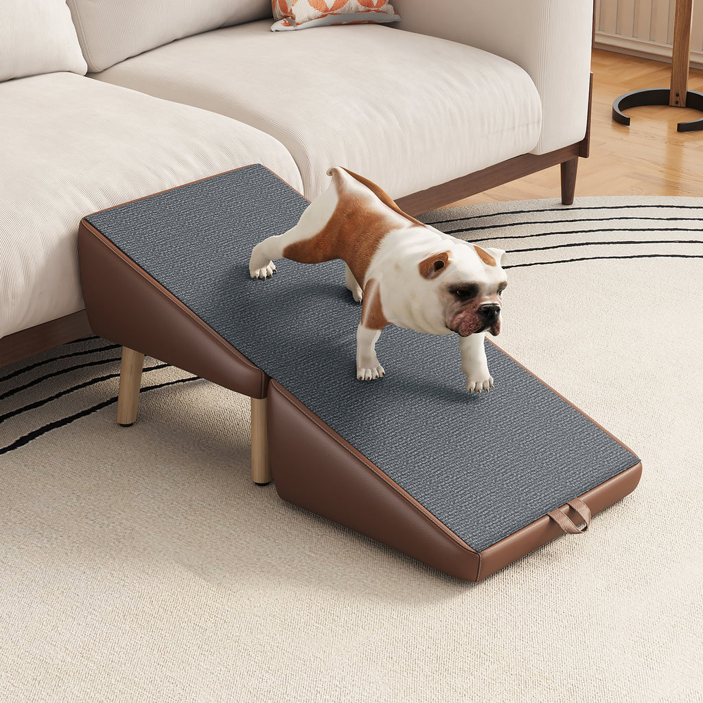 Dog Stairs and Ramp 2-in-1, Wooden Ottoman Pet Steps for Couch, Brown – image 20