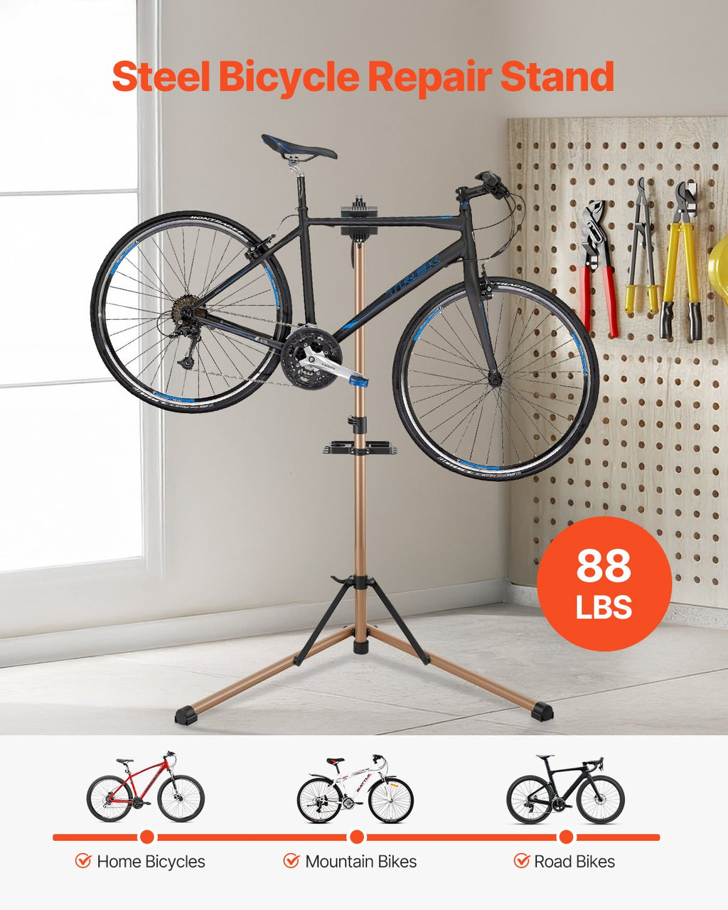 Bike Repair Stand, 88 lb Foldable Work Stand with Tool Tray – image 2