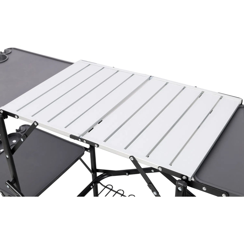 Folding Camp Kitchen Prep Station with Side Shelves and Storage Rack – image 12