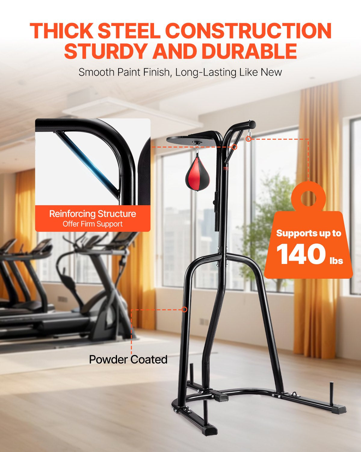 2-in-1 Heavy Bag Stand, Adjustable Freestanding Punching Bag Rack, 140 lb – image 4