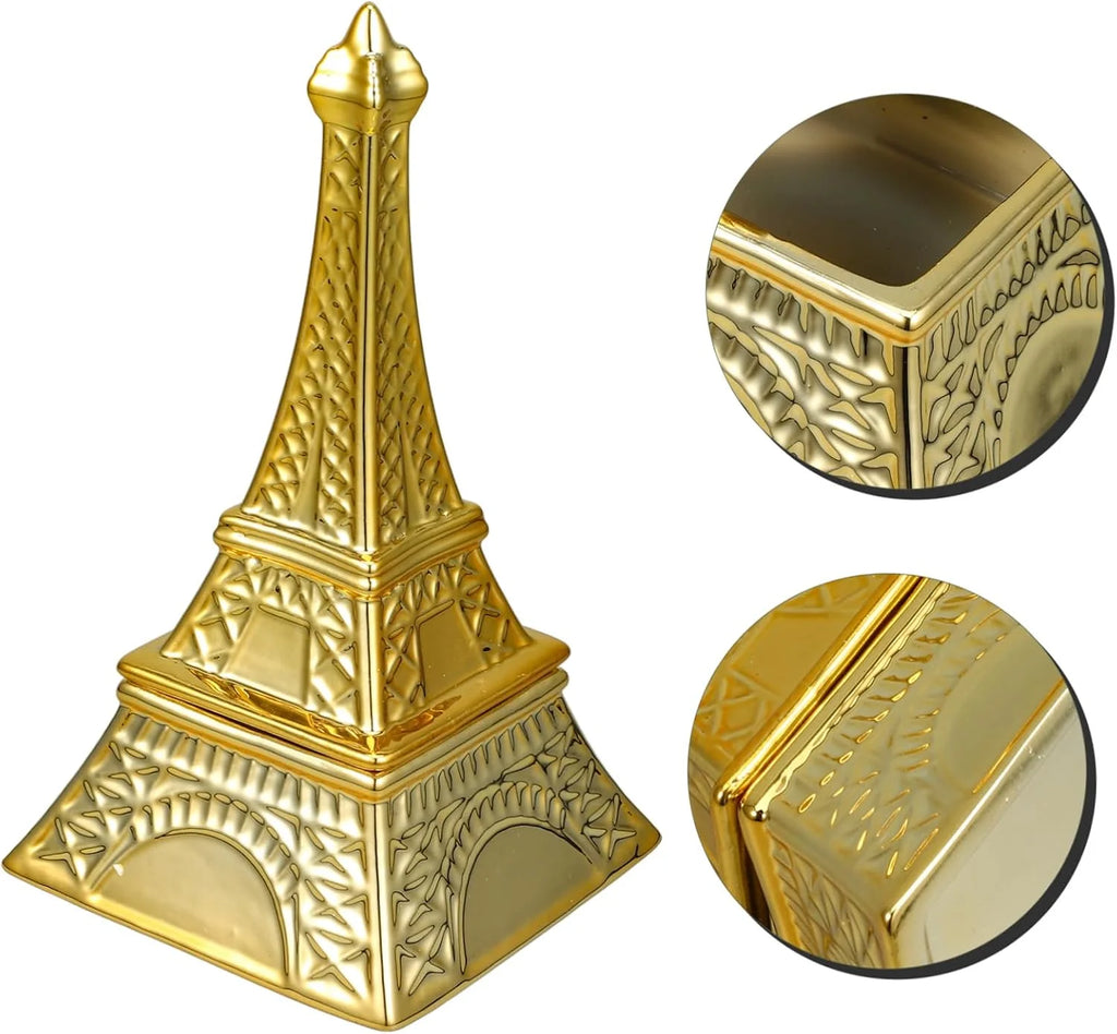 Pyramid Jewelry Box, Golden Ceramic Trinket Holder for Rings – image 7