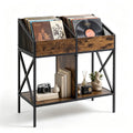 2-Tier Vinyl Record Storage Rack, Industrial Wood and Metal Stand – image 1