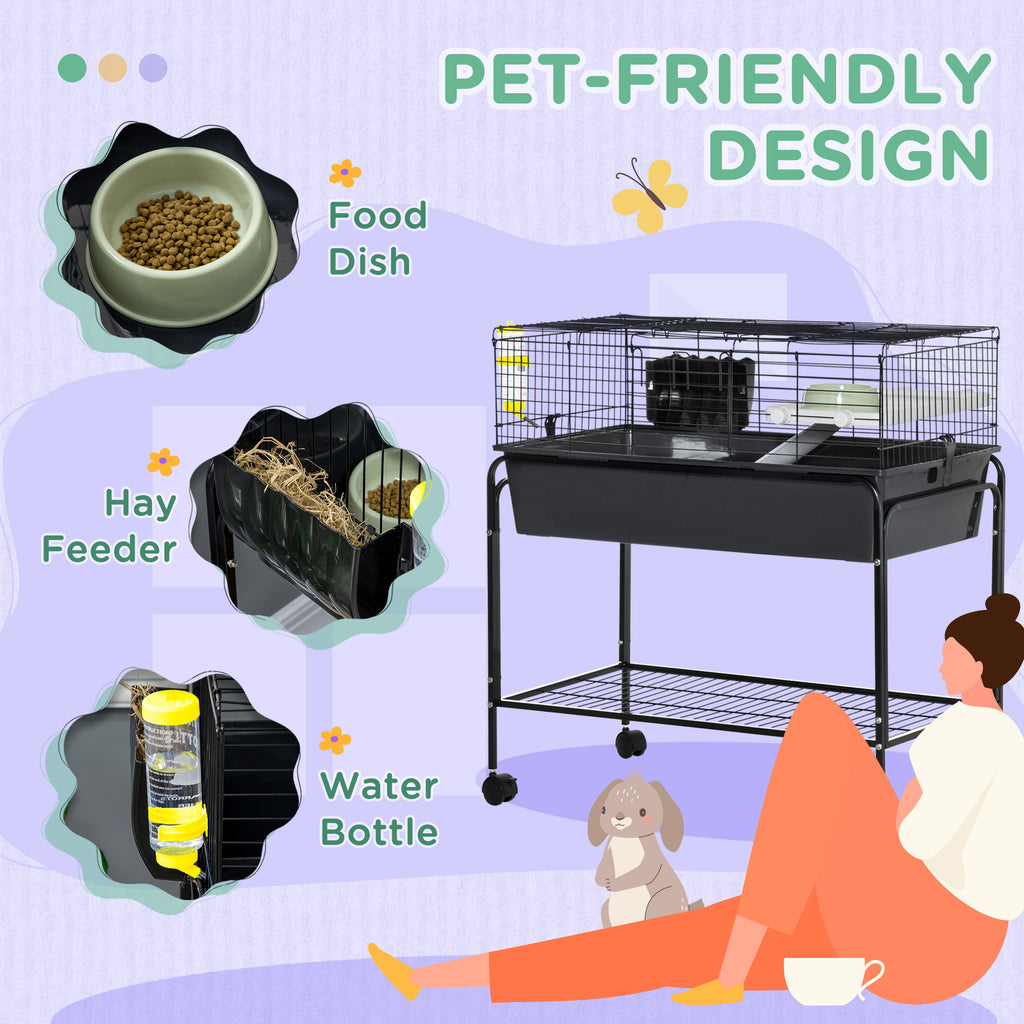 Two-Story Small Animal Cage with Removable Rolling Stand, Gray – image 7
