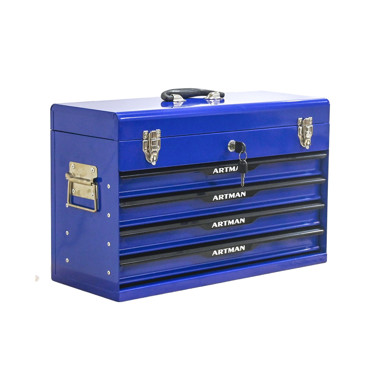 20 Inch Steel Portable Tool Box With 3 Drawers And Locking Lid