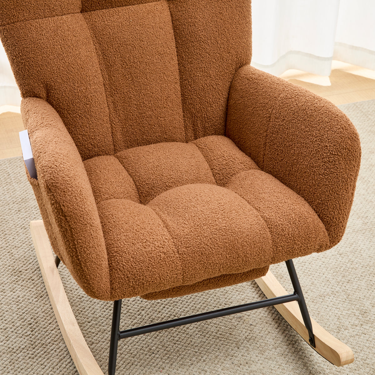 Teddy Fleece Wingback Nursery Glider Rocker with Ottoman Set – image 16