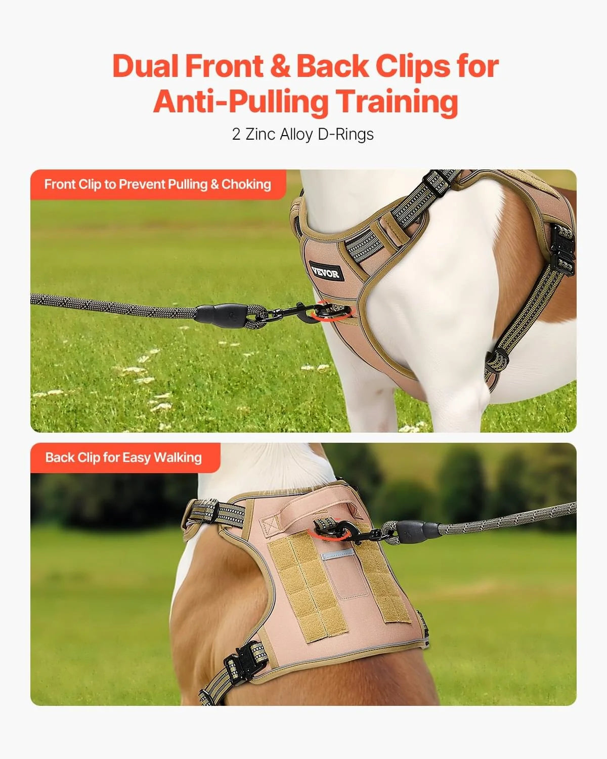 Tactical Dog Harness for Large Dogs, No-Pull Adjustable Vest, Khaki – image 3