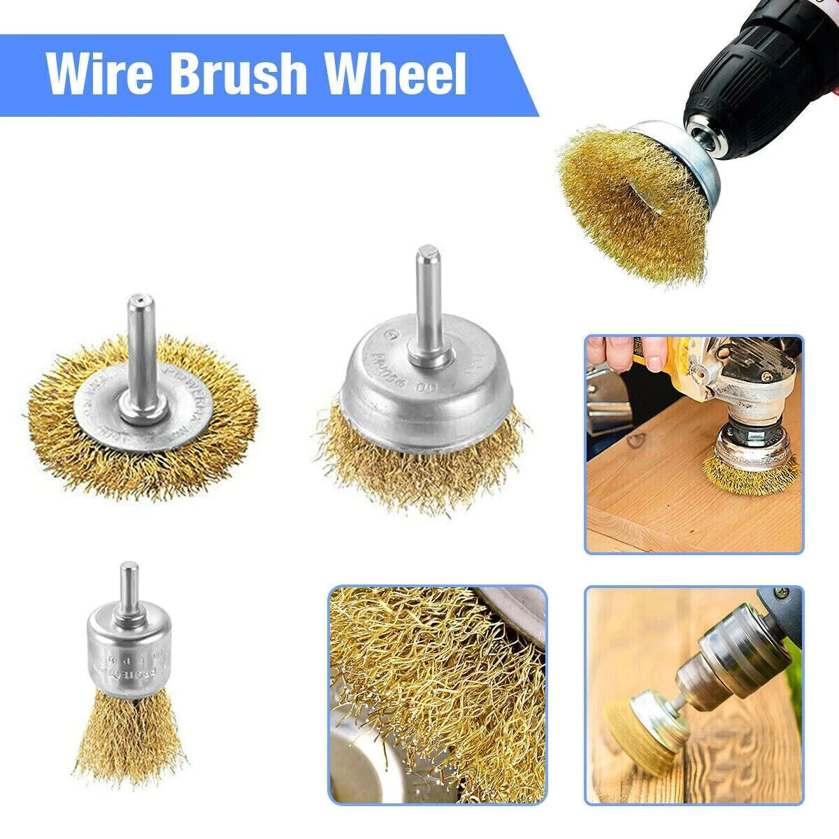 Wire Brush Wheel Set – 2 Pack of 3 Drill Cup Brushes – image 5