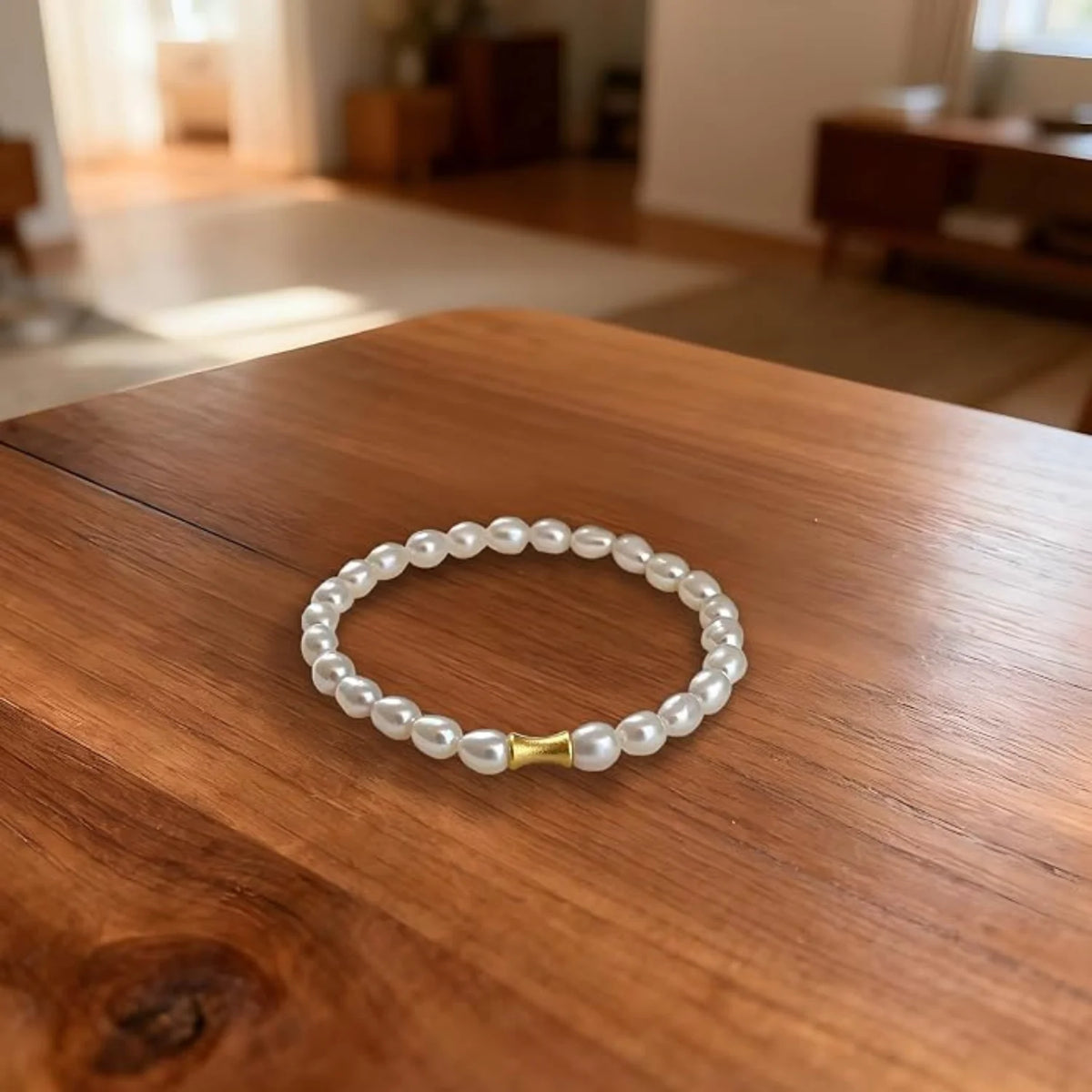 Baroque Freshwater Pearl Bracelet - Dainty Stretch Fit – image 5