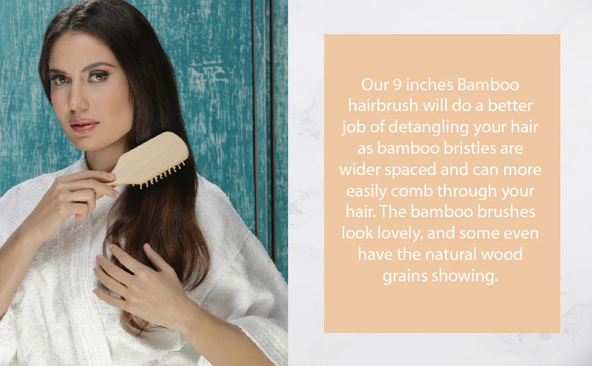 Bamboo Detangling Hair Brush, Wooden Bristle Scalp Massage Brush – image 3