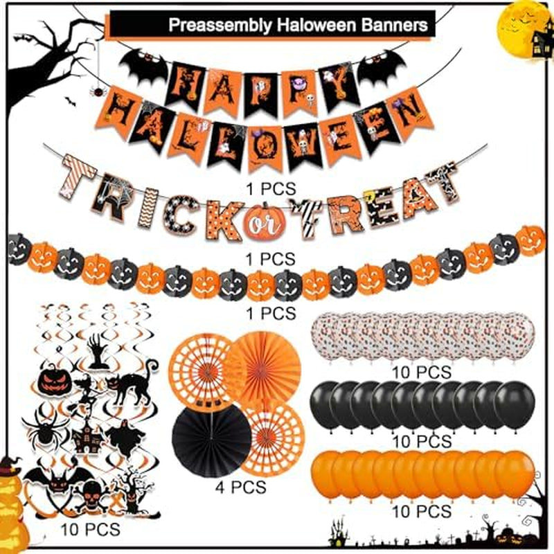 Halloween Party Decorations Set – Banner, Paper Fans and Streamers – image 4