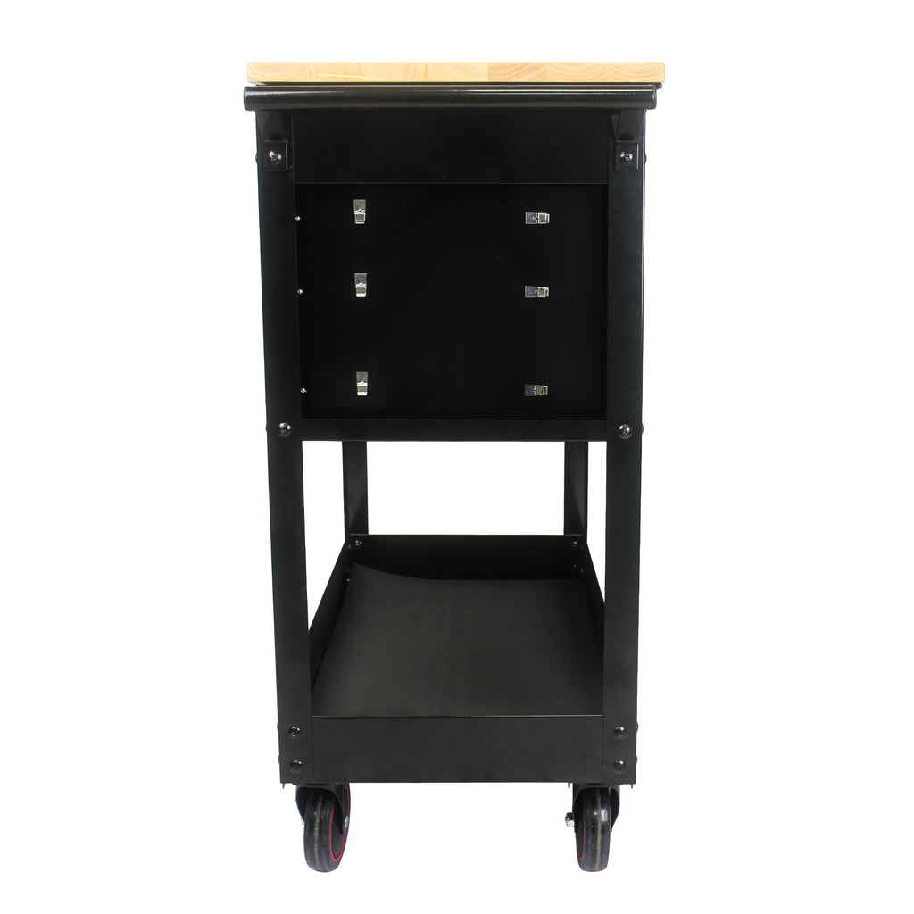 3-Drawer Rolling Tool Cart with Wooden Top and Adjustable Shelf – image 6