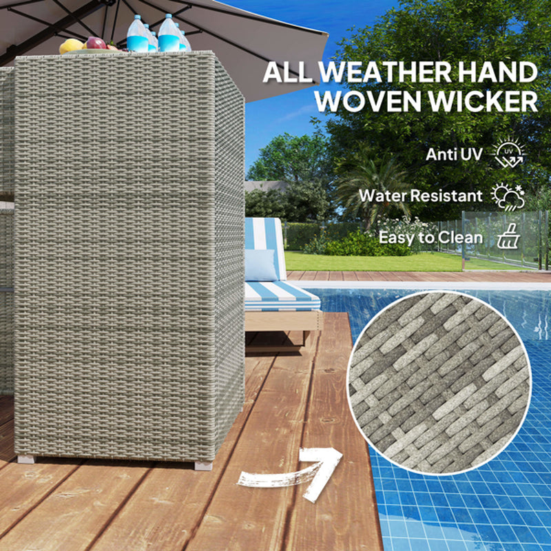 Outdoor Wicker Storage Cabinet with Drawer, 47 in Pool Towel Storage – image 7