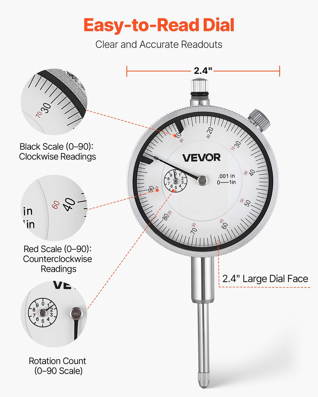 Dial Test Indicator with Magnetic Base Stand, 0.001 in Accuracy – image 5