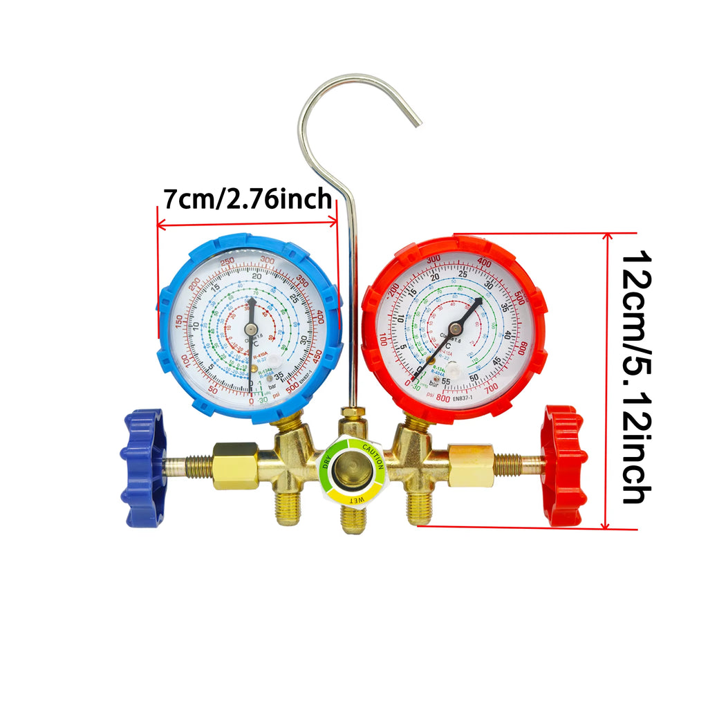 HVAC AC Manifold Gauge Set with Hoses and Hook