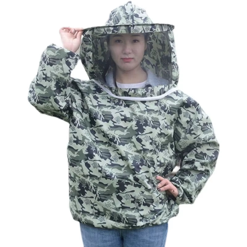 Beekeeping Jacket with Hooded Veil - Double Zipper Beekeeper Smock for Farm Hives – image 7