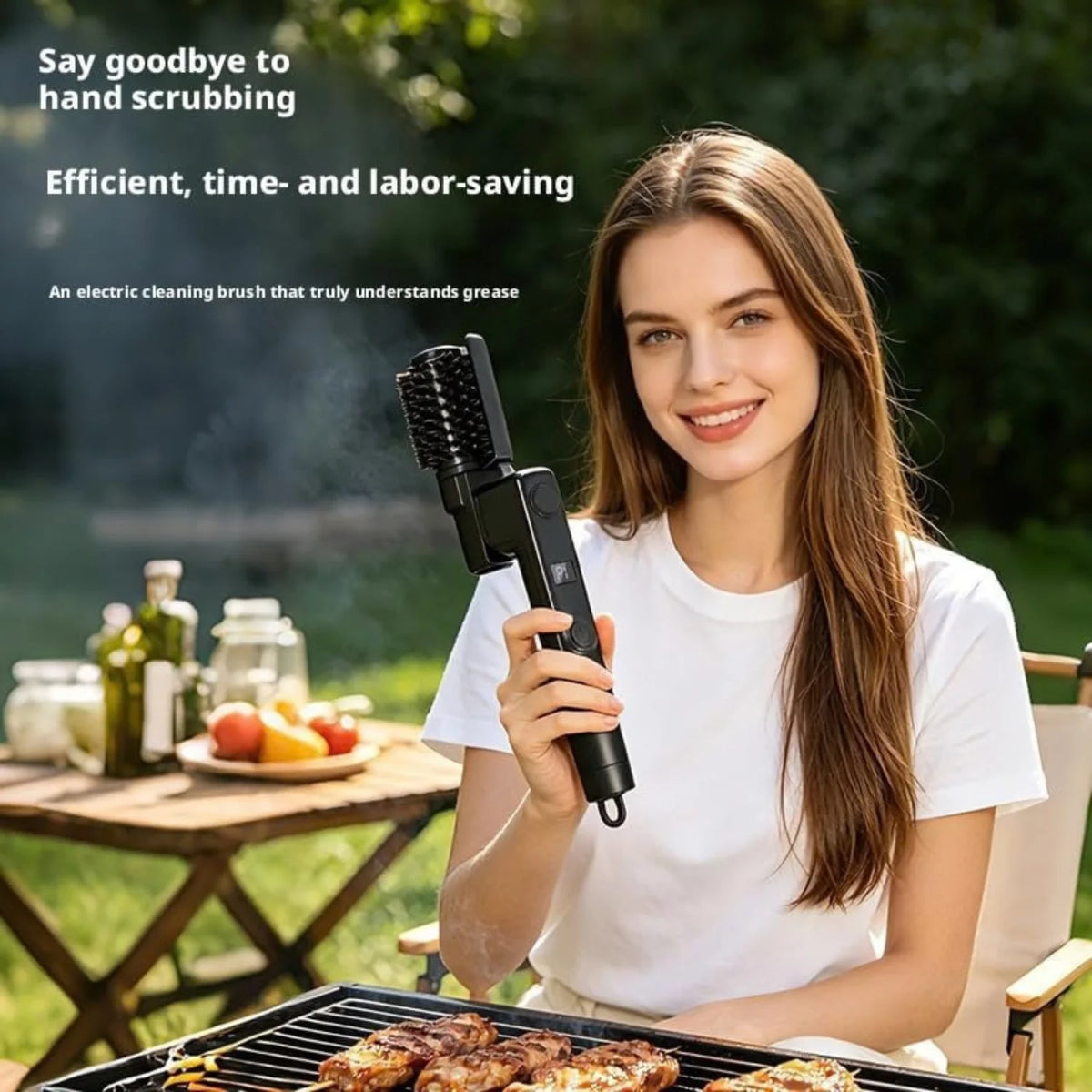 Electric Grill Brush - Rechargeable BBQ Cleaning Brush, 2 Spare Heads – image 2