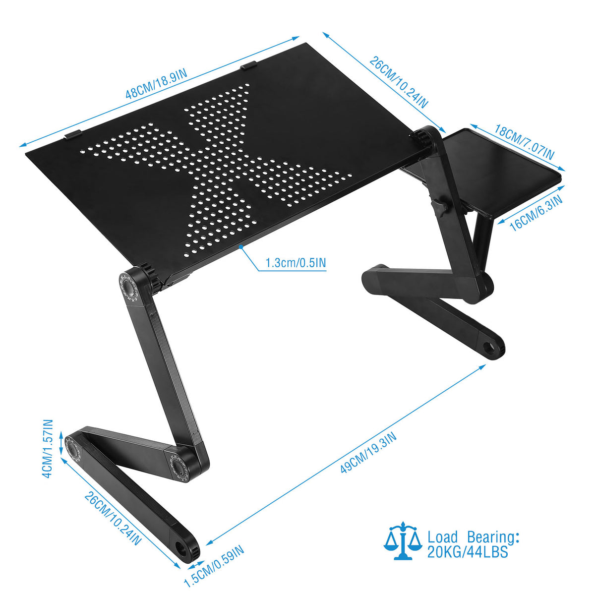 Foldable Laptop Table with Mouse Board, Aluminum – image 8