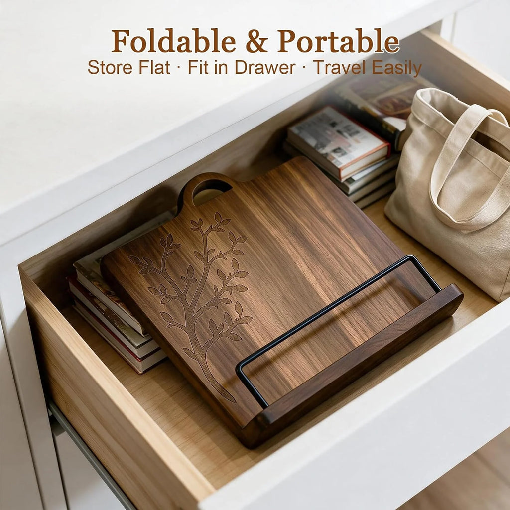 Cookbook Stand, Acacia Wood Recipe Book Holder for Counter – image 3