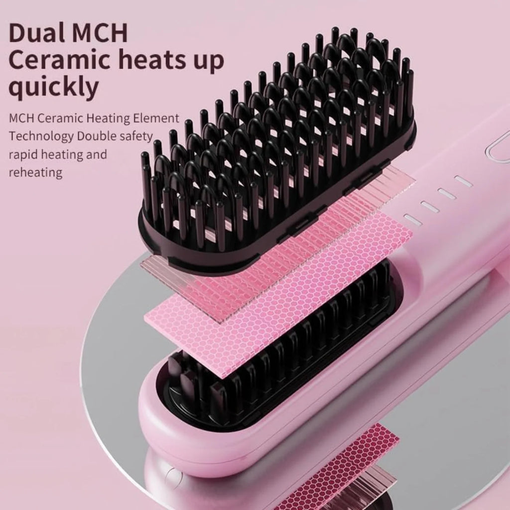 Cordless Hair Straightener Brush, 2-in-1 Curl and Straighten – image 5