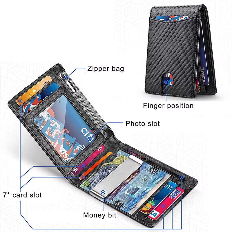 RFID Card Holder Wallet Carbon Fiber Look Slim Minimalist – image 4