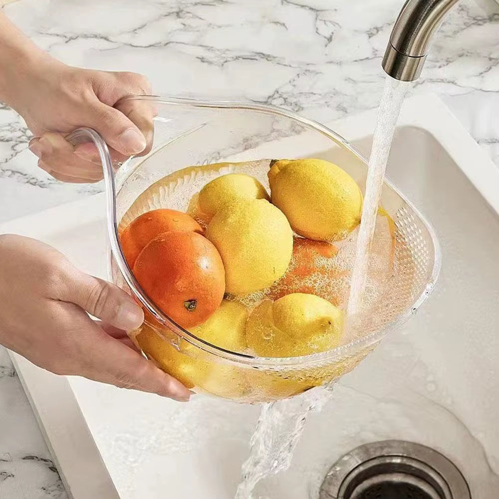 Rice Washing Bowl with Side Drainer, Colander for Fruit and Beans – image 5
