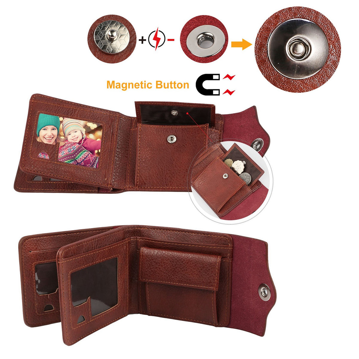 Men's Wallet, Slim PU Leather Card Holder with 2 ID Windows – image 8