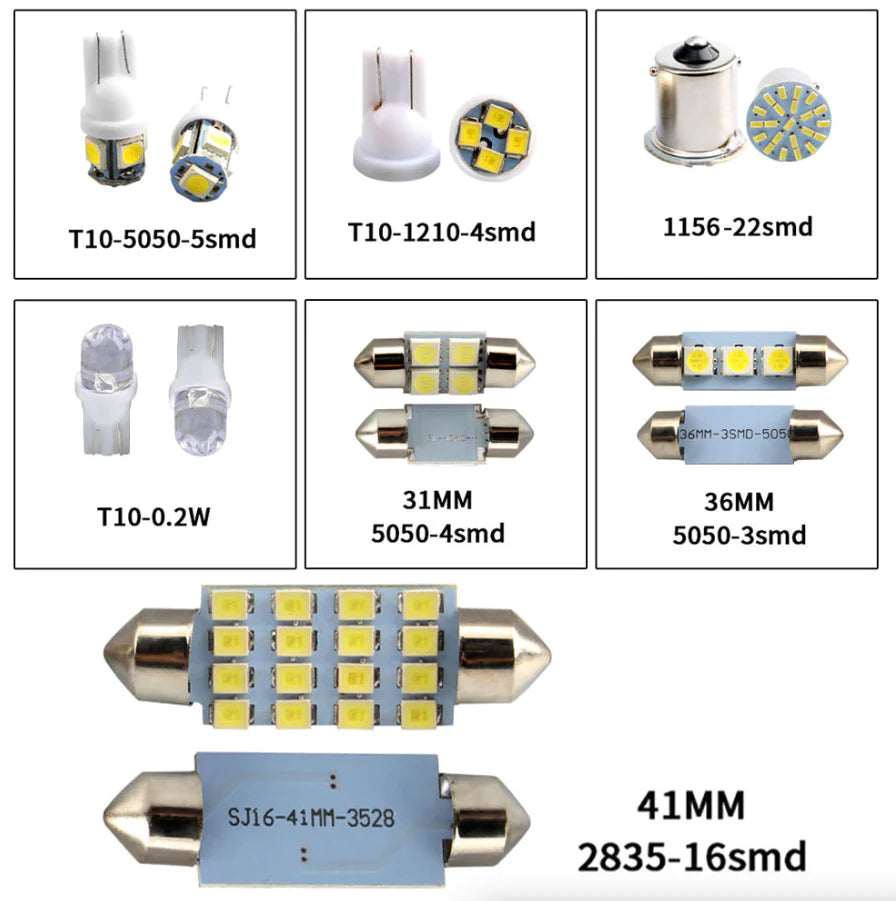 Car Interior LED Bulb Kit, 28 Pieces, 6000K White – image 16