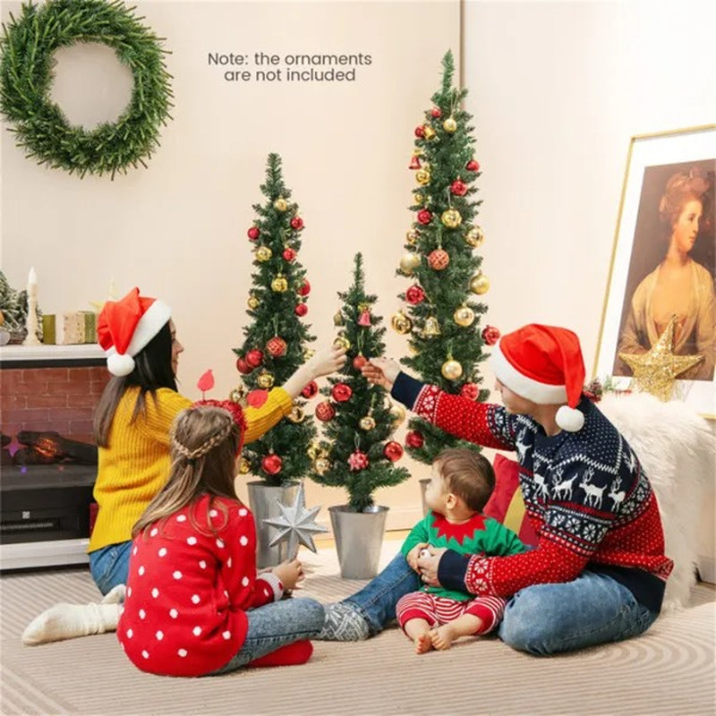 Potted Artificial Christmas Trees Set of 3 Porch Decor – image 4
