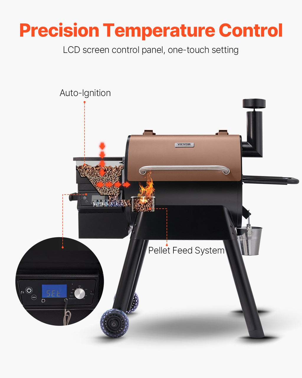 Wood Pellet Grill Smoker 575 Sq In with Digital Temperature Control – image 4