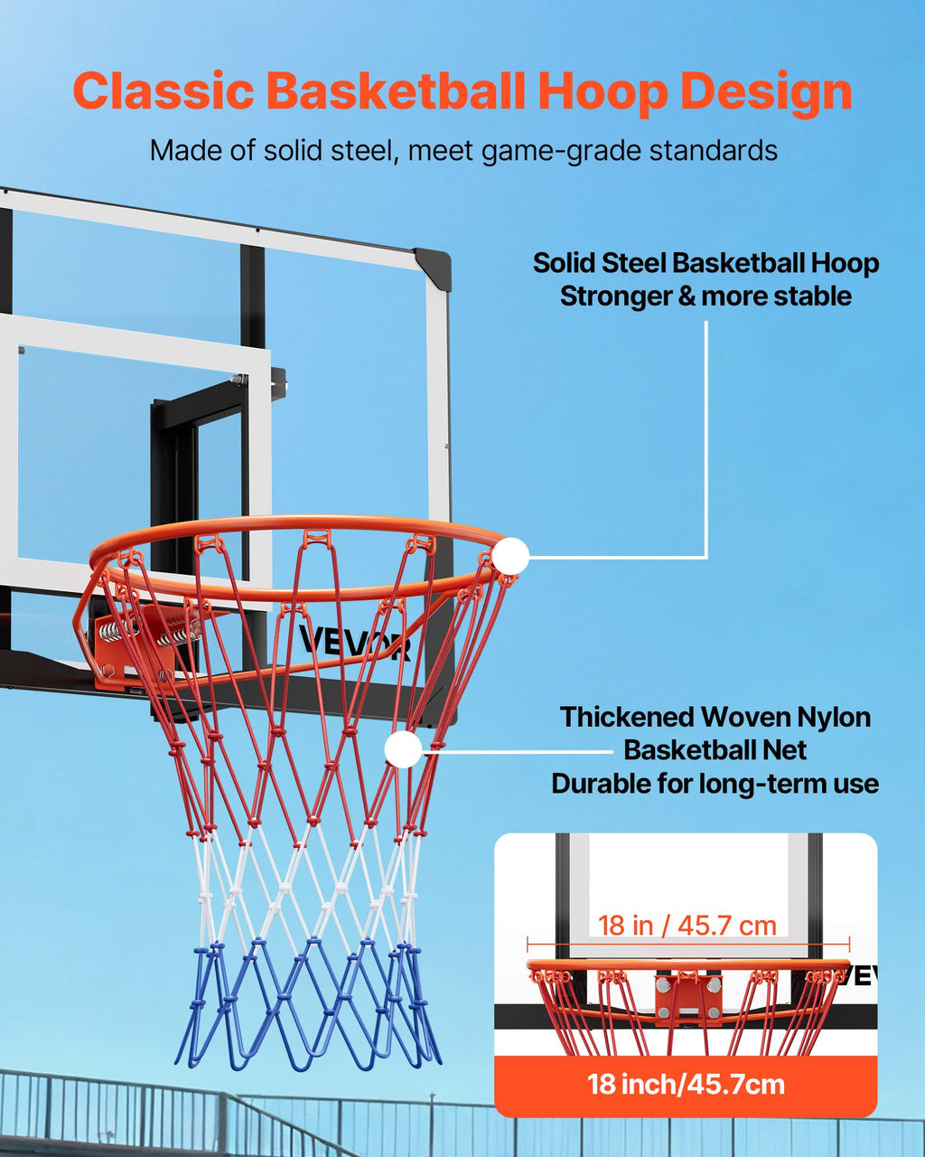 Wall Mount Basketball Hoop With 44 Inch Backboard And Nylon Net – image 5