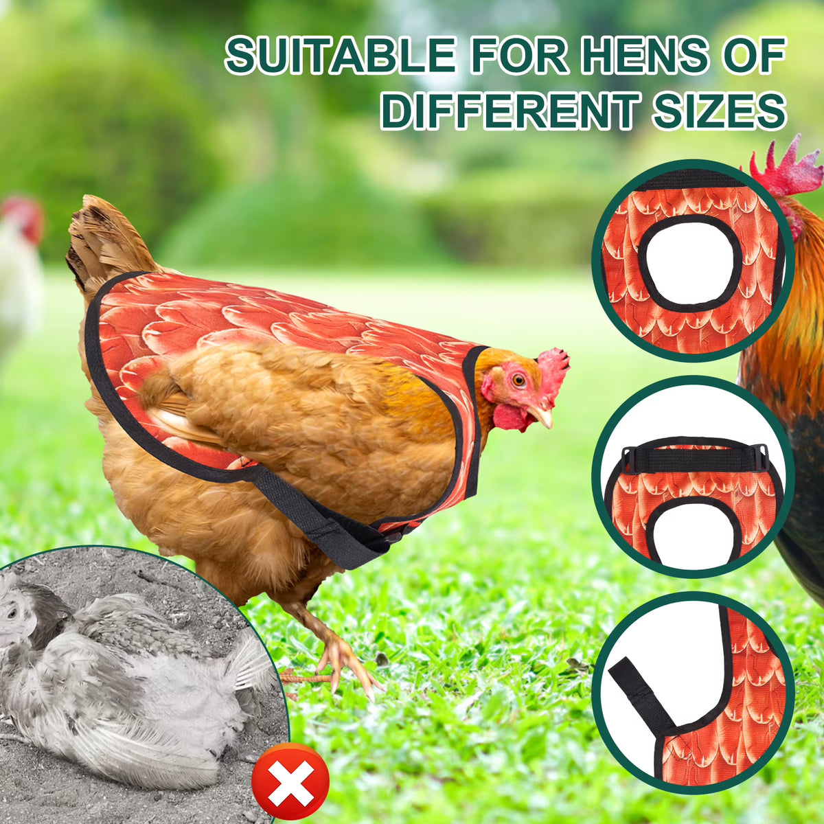 Chicken Saddle Feather Protector 3-Pack with Adjustable Straps – image 6