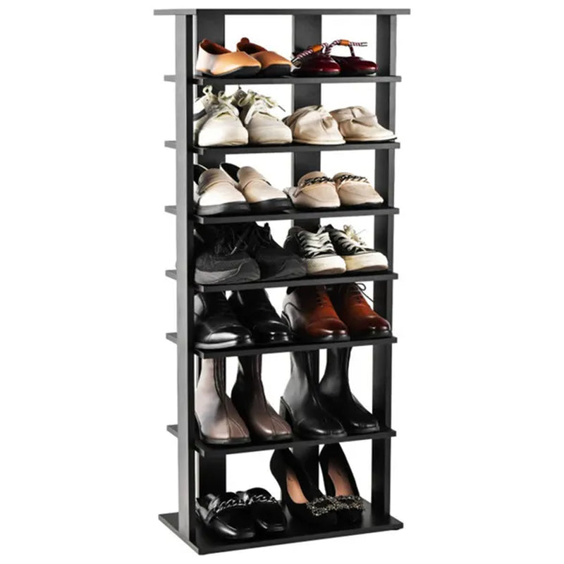 Shoe Rack, 7-Tier Double-Row with Adjustable Shelves, Black – image 2