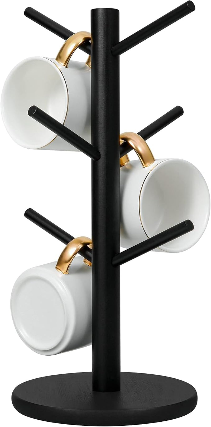Black Mug Holder Tree with 6 Hooks, Countertop Coffee Cup Stand