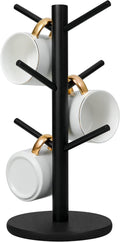 Black Mug Holder Tree with 6 Hooks, Countertop Coffee Cup Stand