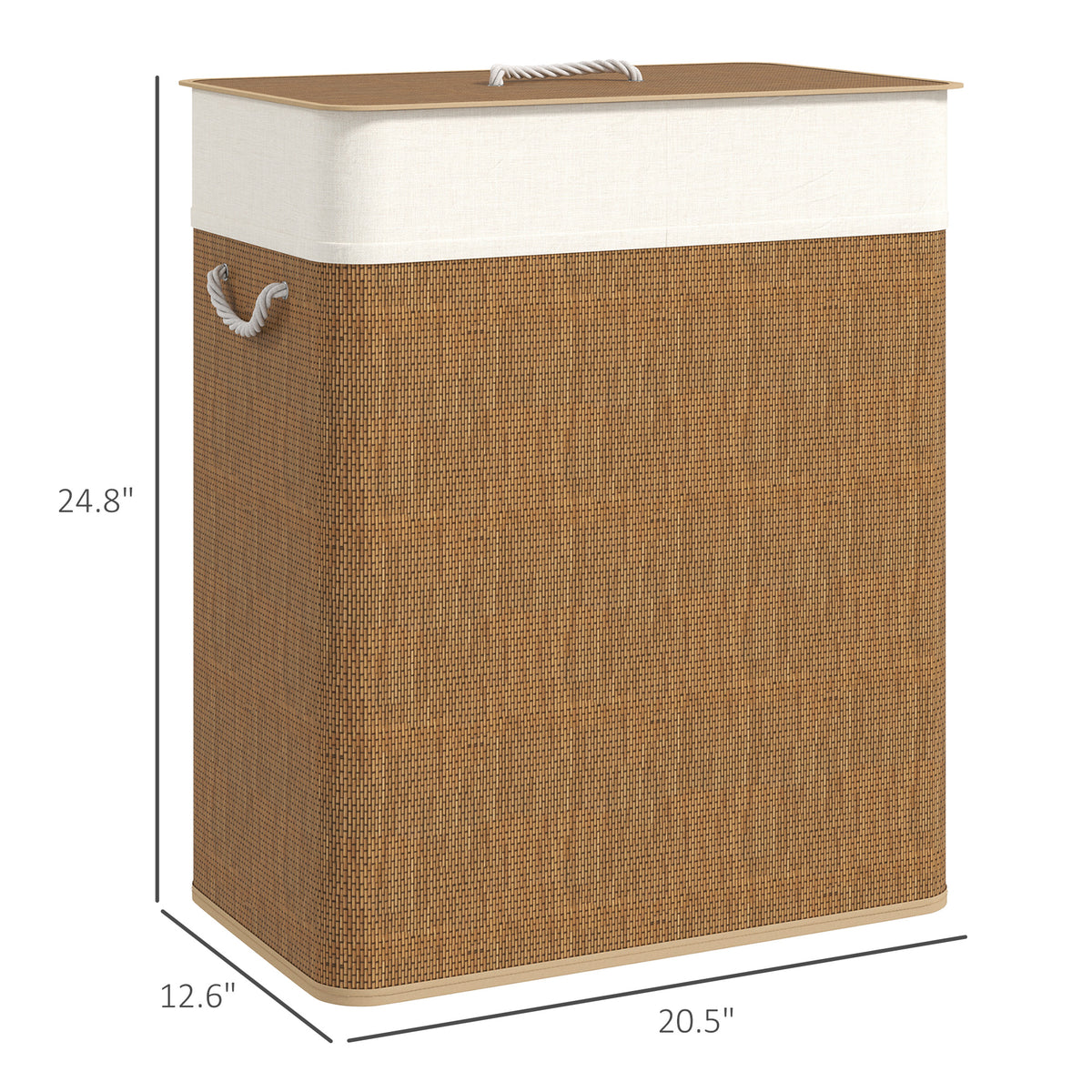 Bamboo Laundry Hamper with Lid, 26.4 Gal Double Basket – image 4